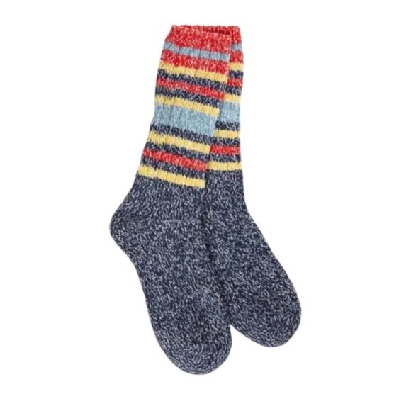 Worlds Softest Socks Ragg Crew Indigo Striped Women's Spa Gift Mother's Day NWT - Picture 5 of 5